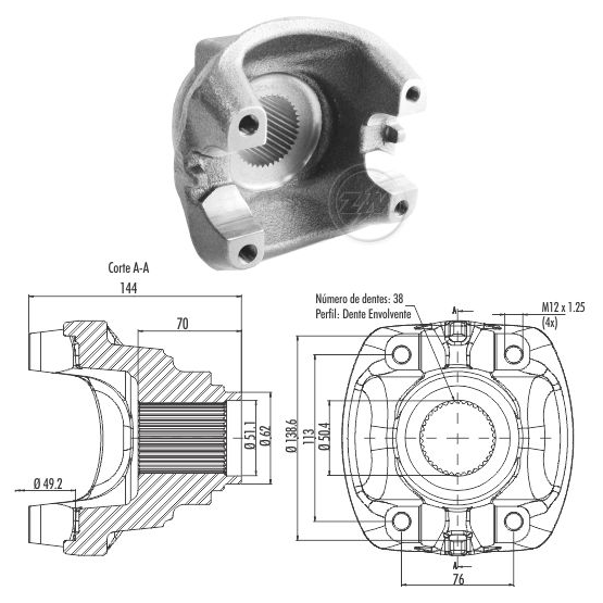 Terminal Yoke Acoplamento do Diferencial - ZM - 535.001.21