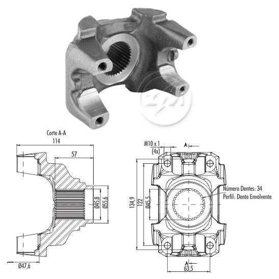 Terminal Yoke Acoplamento do Diferencial - ZM - 535.006.00