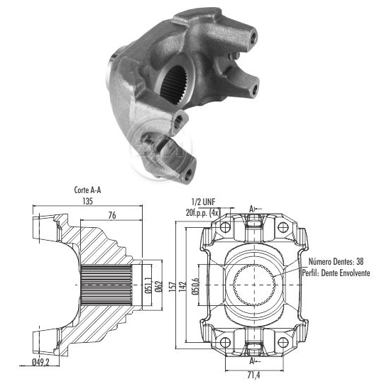Terminal Yoke Acoplamento do Diferencial - ZM - 535.006.02