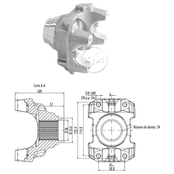 Terminal Yoke Acoplamento do Diferencial - ZM - 535.101.18