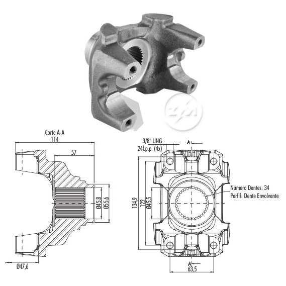 Terminal Yoke Acoplamento do Diferencial - ZM - 535.106.00