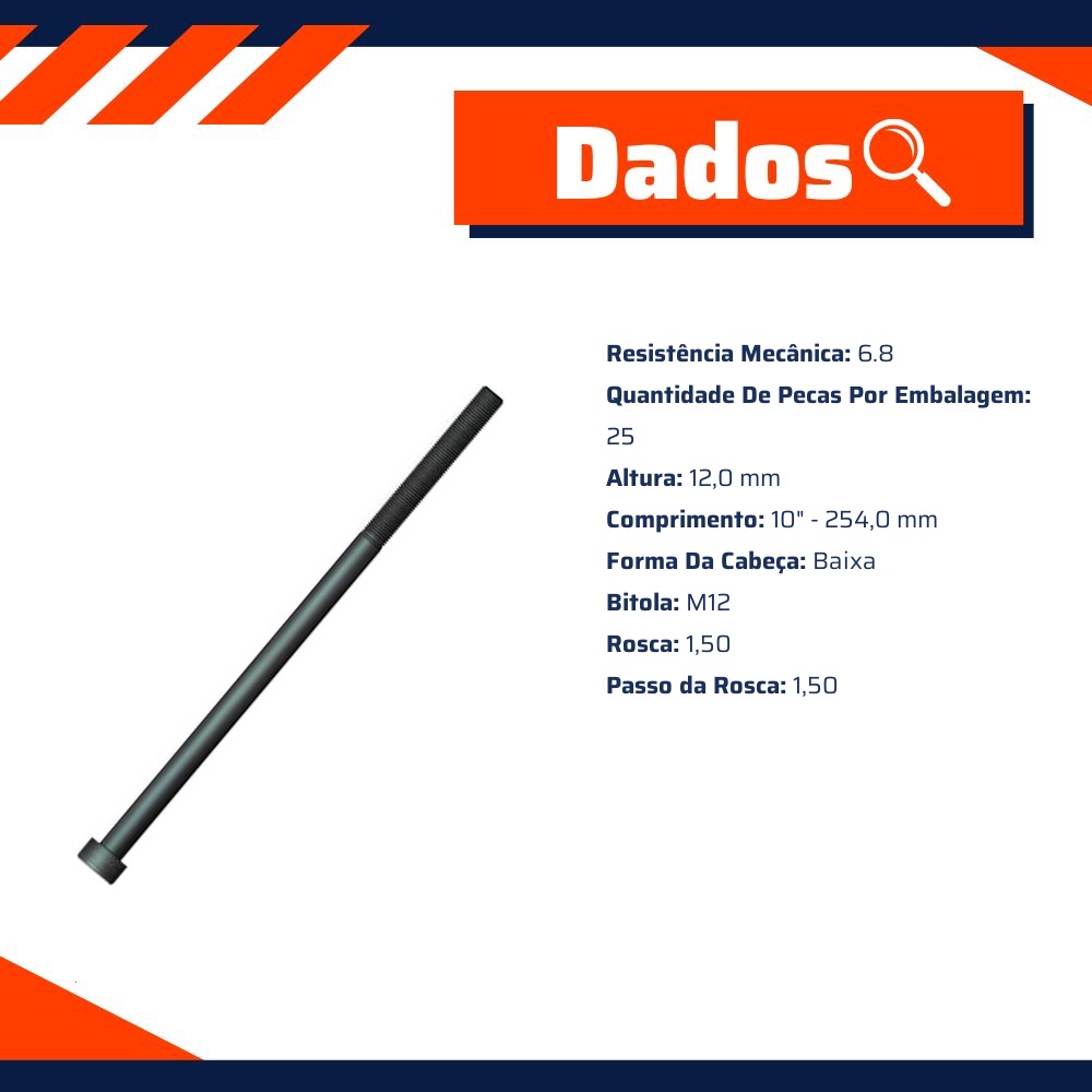 Kit 25 Pino de Centro M12-1,5 x 10" - ZM - 732.012.10