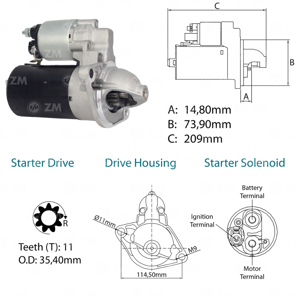 Motor de Partida Dw 12V para Toyota Corolla - ZM - 80.110.06