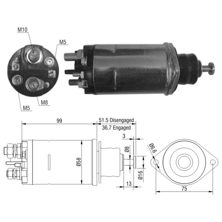Relê Auxiliar de Partida para Ford F-12000 e F-14000 - ZM - 807