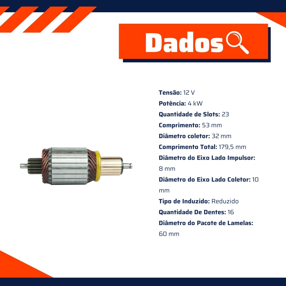 Induzido do Motor de Partida 12V - ZM - 83.130.14