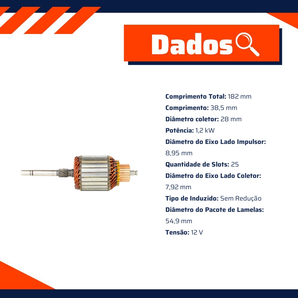 Induzido do Motor de Partida 12V - ZM - 83.381.02
