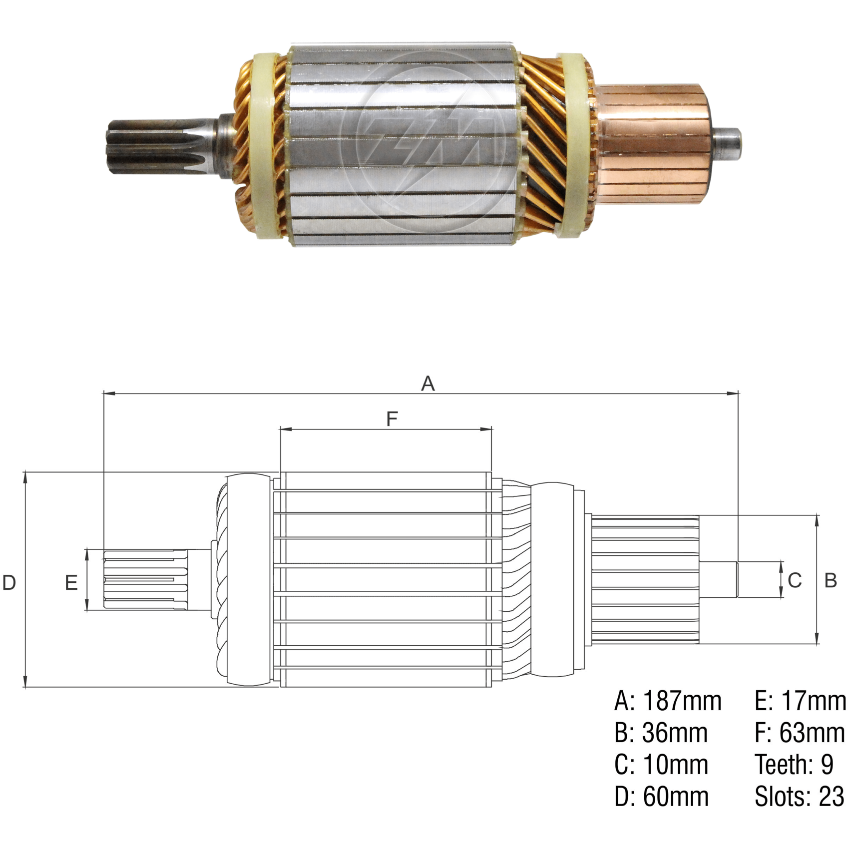 Induzido do Motor de Partida 12V - ZM - 83.421.52