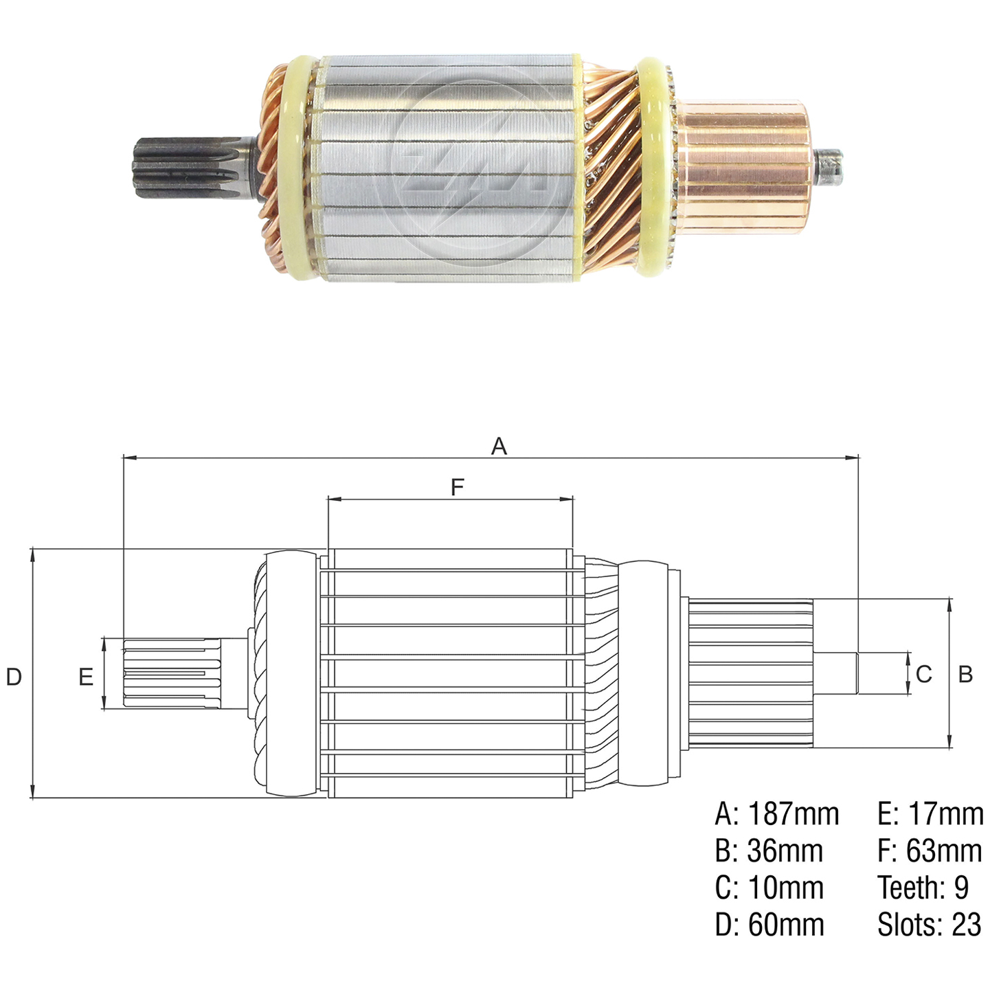 Induzido do Motor de Partida 24V - ZM - 83.421.53