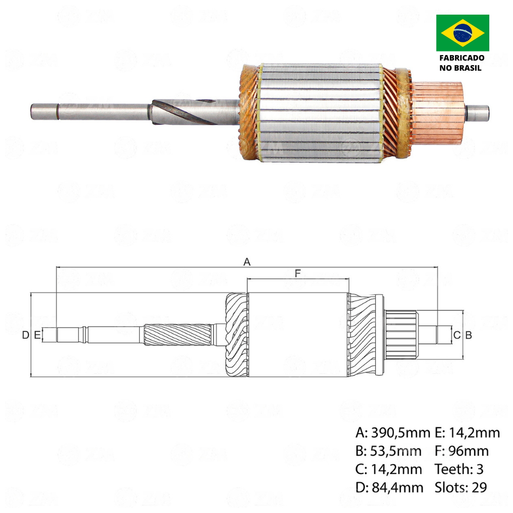 Induzido do Motor de Partida 12V - ZM - 83.450.01