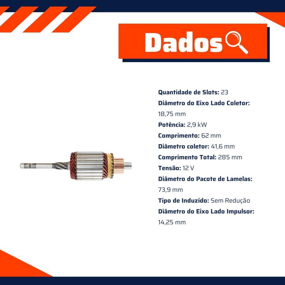 Induzido do Motor de Partida 12V - ZM - 83.501.01