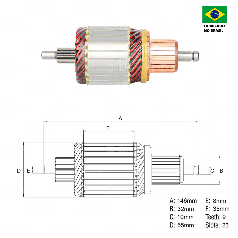 Induzido do Motor de Partida 12V para Mercedes-Benz SL 600 e Volkswagen Touareg - ZM - 83.571.06