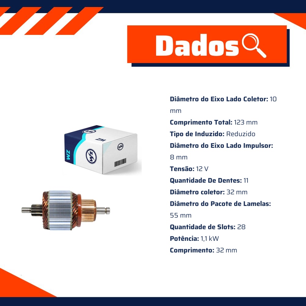 Induzido do Motor de Partida 12V - ZM - 83.571.07