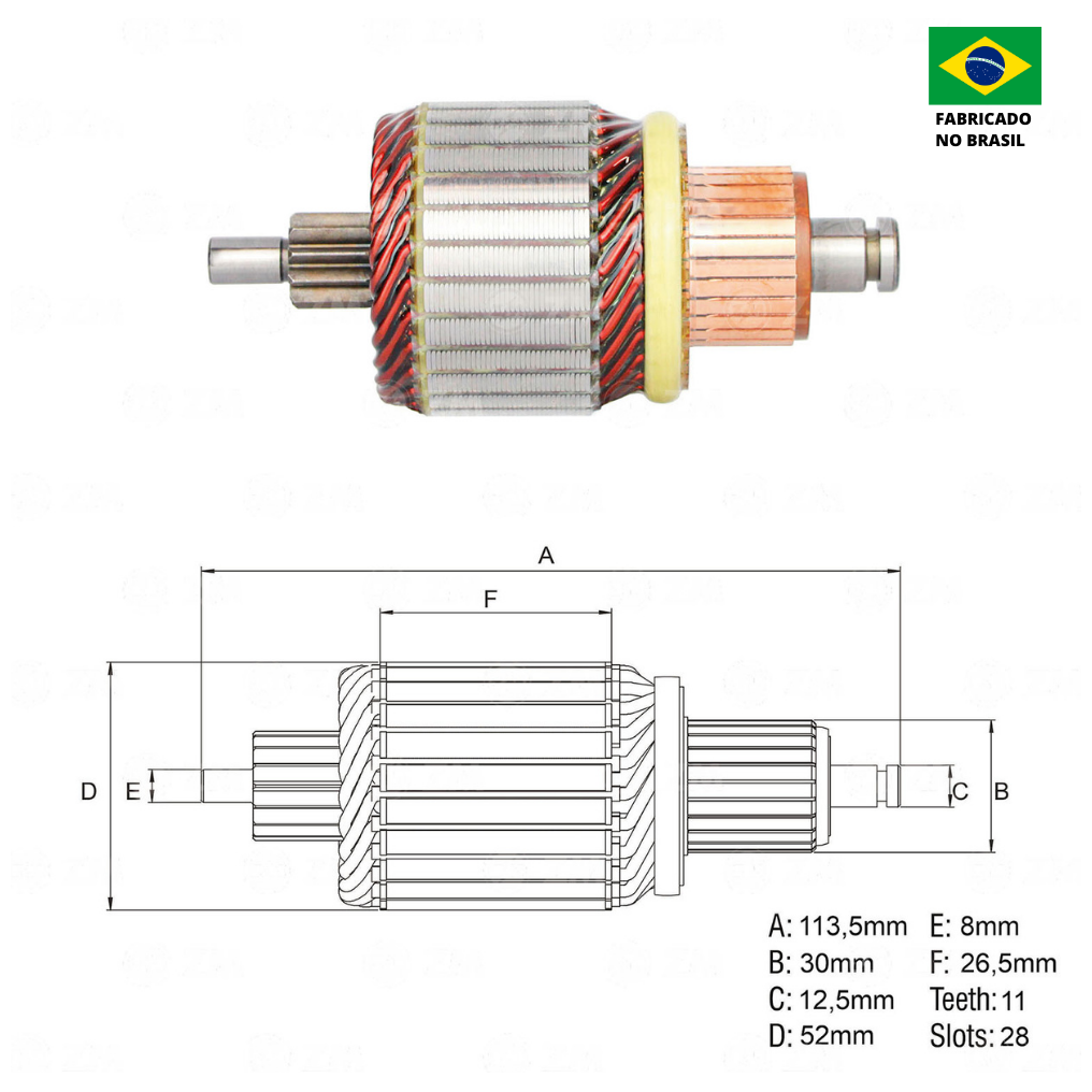 Induzido do Motor de Partida 12V - ZM - 83.571.31