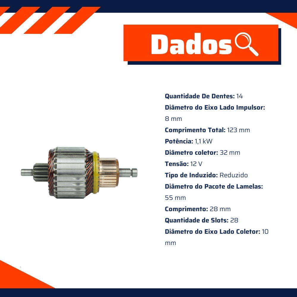 Induzido do Motor de Partida 12V para Volkswagen Polo Sedan - ZM - 83.571.34