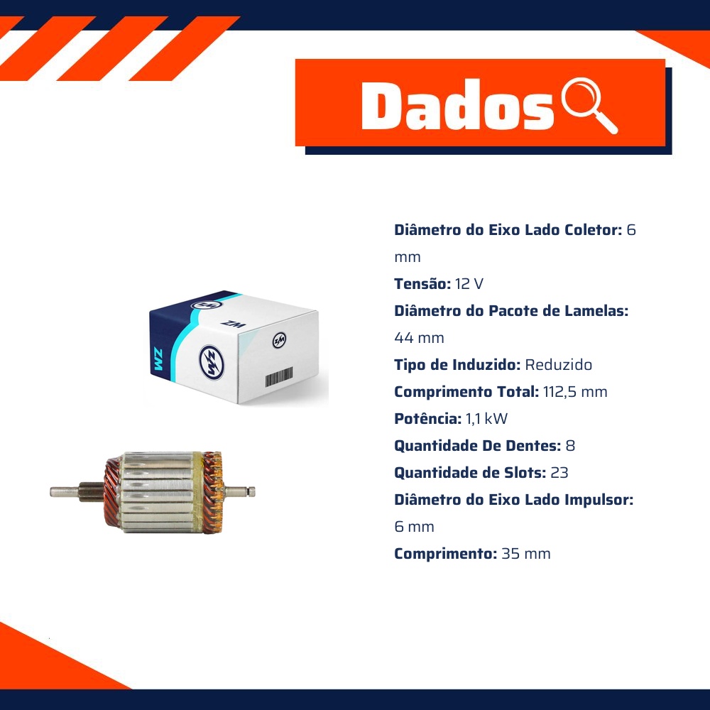 Induzido do Motor de Partida 12V - ZM - 83.590.04