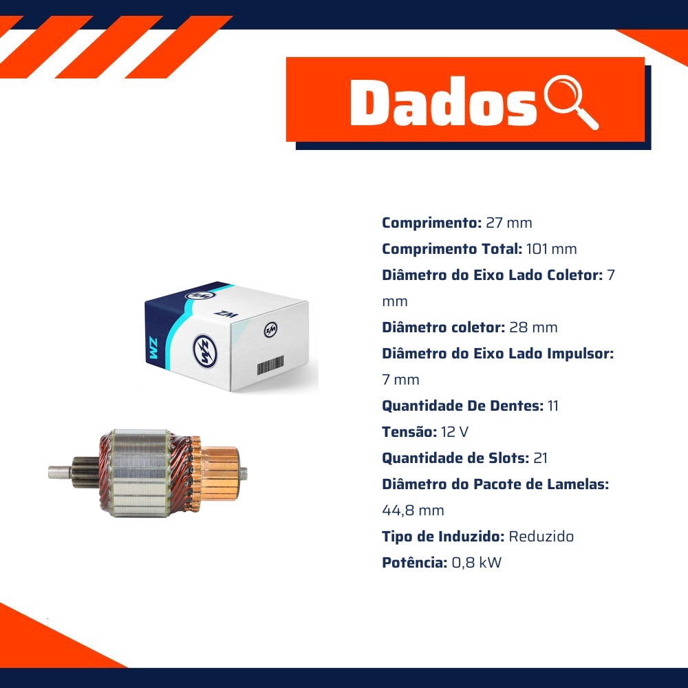 Induzido do Motor de Partida 12V para Honda City e FIT - ZM - 83.701.02
