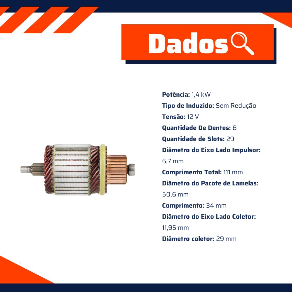Induzido do Motor de Partida 12V - ZM - 83.710.02