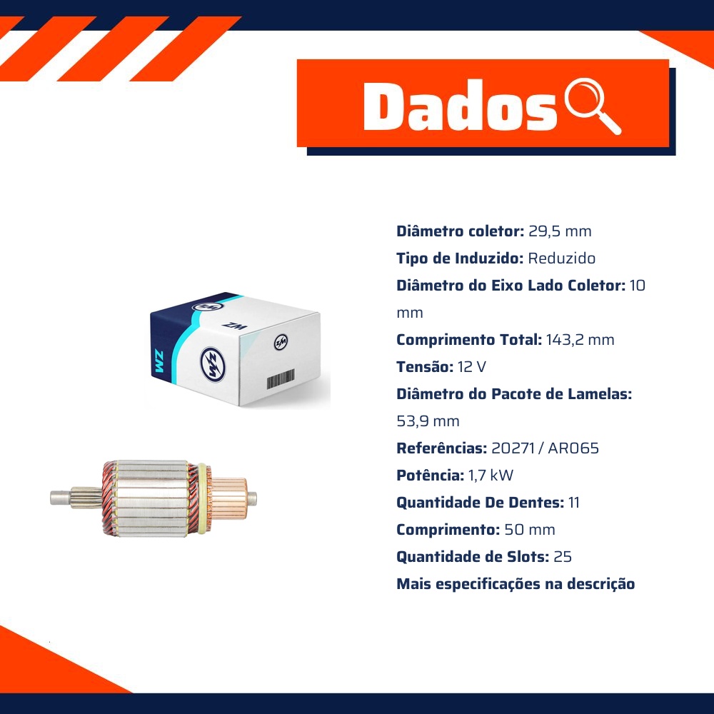 Induzido do Motor de Partida 12V - ZM - 83.790.06