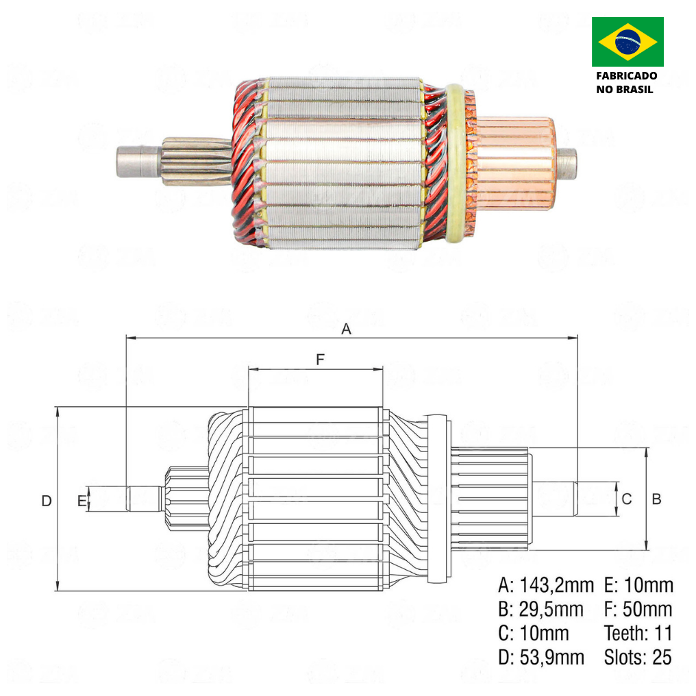 Induzido do Motor de Partida 12V - ZM - 83.790.06