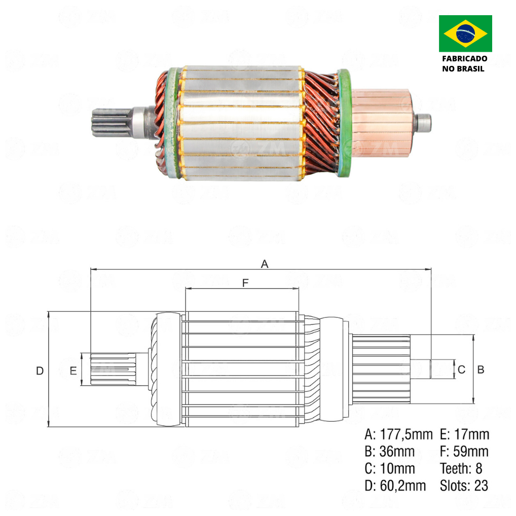 Induzido do Motor de Partida 12V - ZM - 83.805.02
