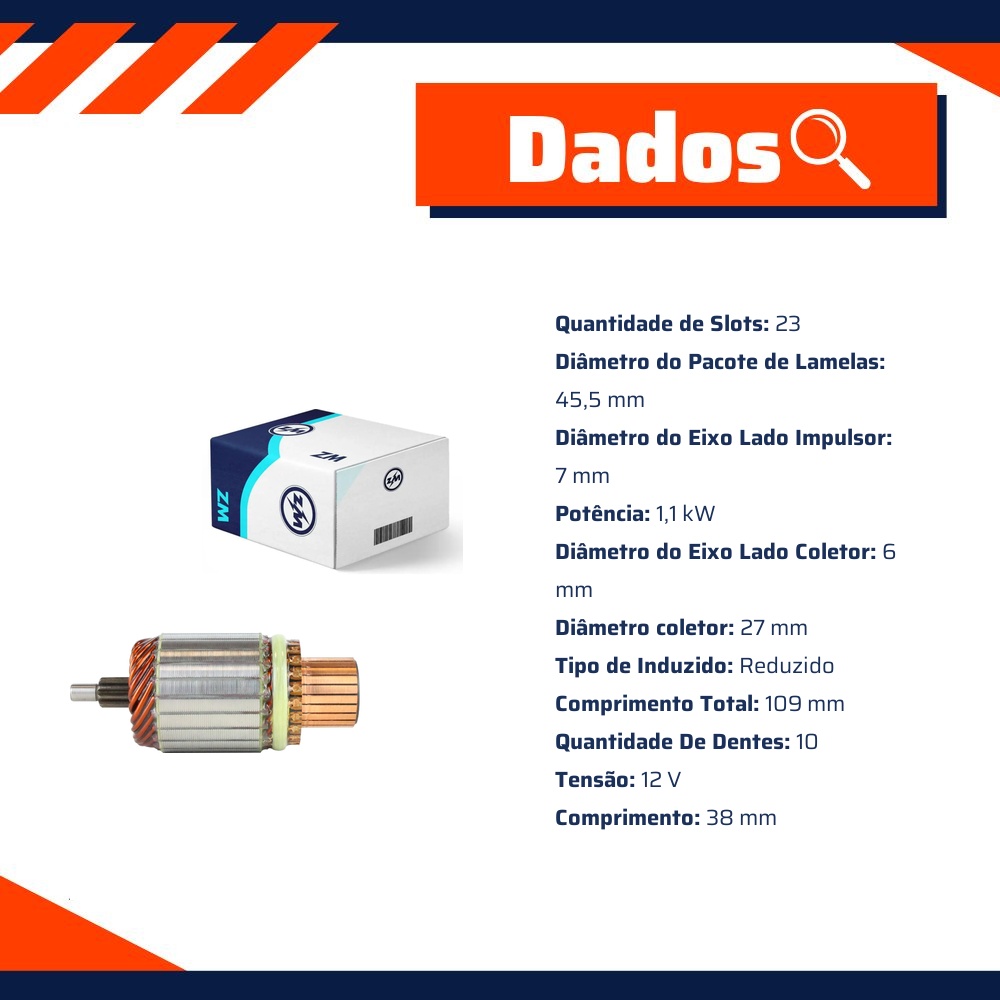 Induzido do Motor de Partida 12V - ZM - 83.860.02