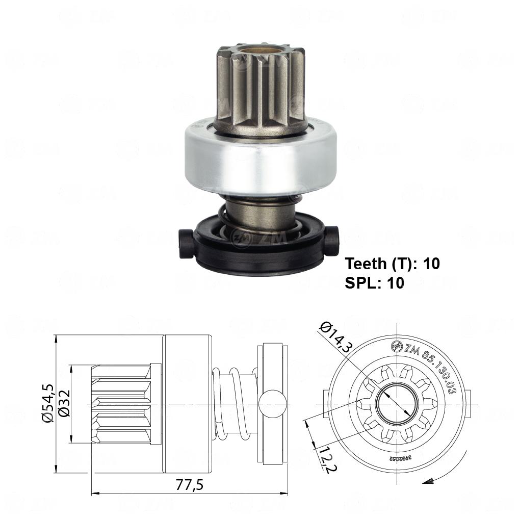 Impulsor de Partida para Ford F-250 e F-4000 - ZM - 85.130.03