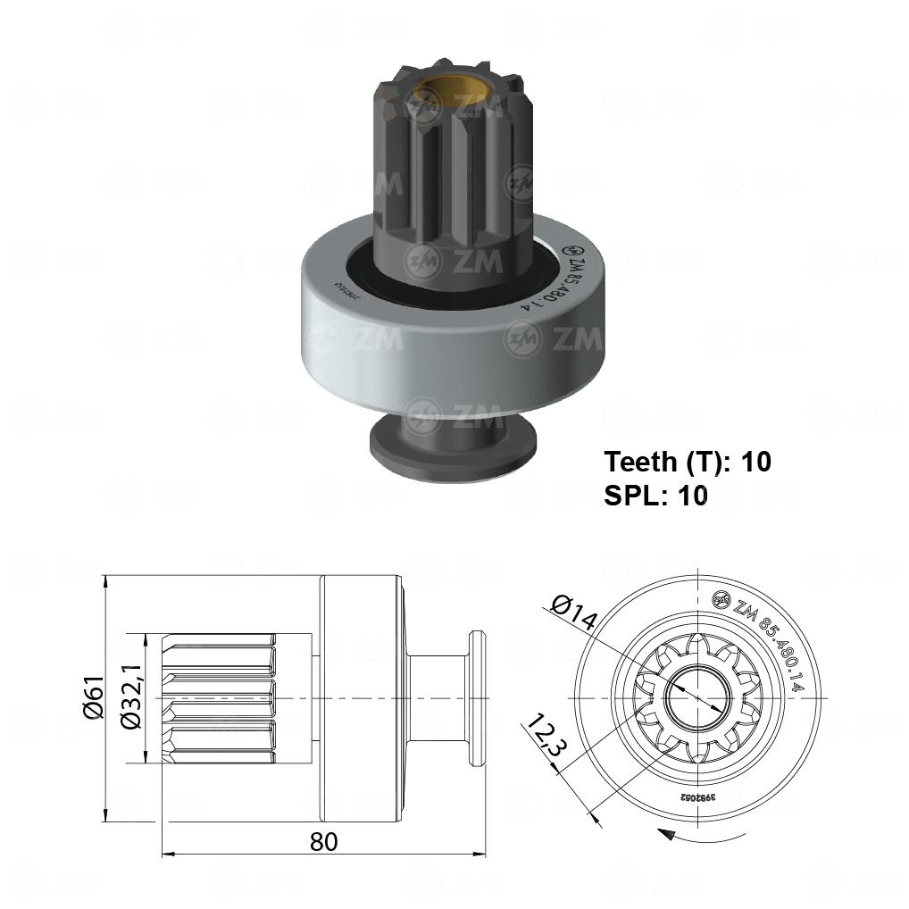 Impulsor de Partida para Volkswagen 13-180 e 17-210 - ZM - 85.480.14
