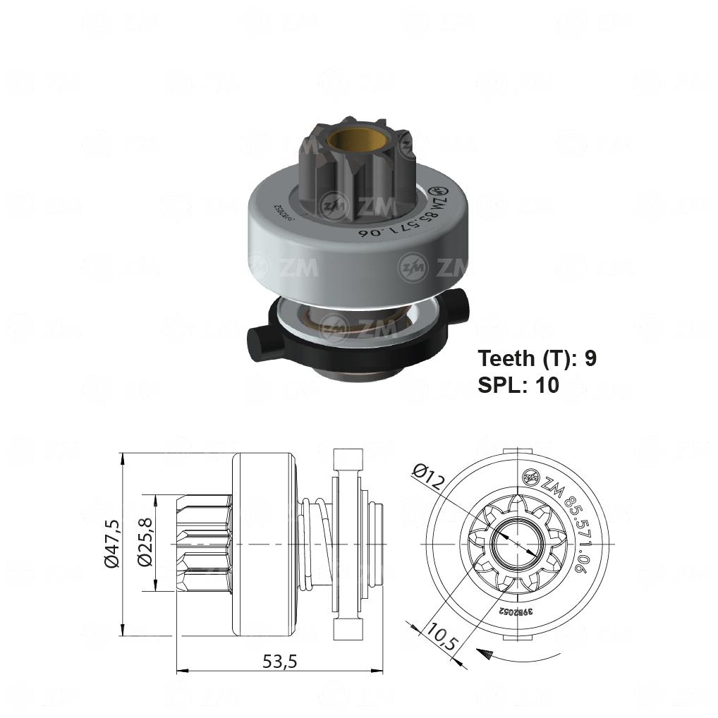 Impulsor de Partida para Chevrolet Vectra e Seat Ibiza - ZM - 85.571.06