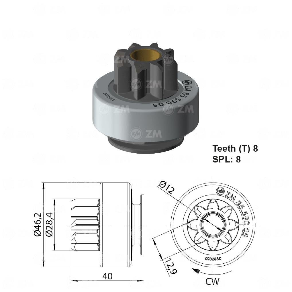 Impulsor de Partida para Hyundai Tucson e KIA RIO - ZM - 85.590.05