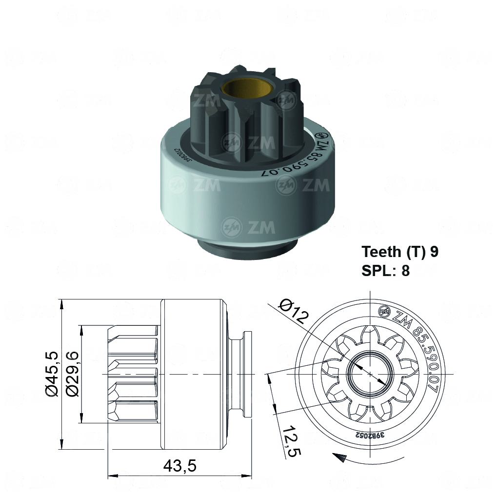 Impulsor de Partida para Ford Ecosport e Focus - ZM - 85.590.07