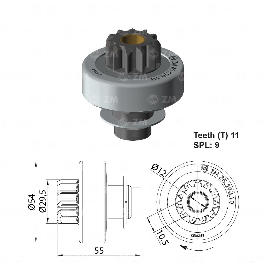 Impulsor de Partida para Peugeot Partner e Renault R19 - ZM - 85.590.10