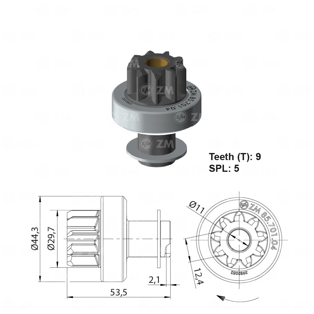 Impulsor de Partida para Honda Civic e Toyota Etios - ZM - 85.701.04