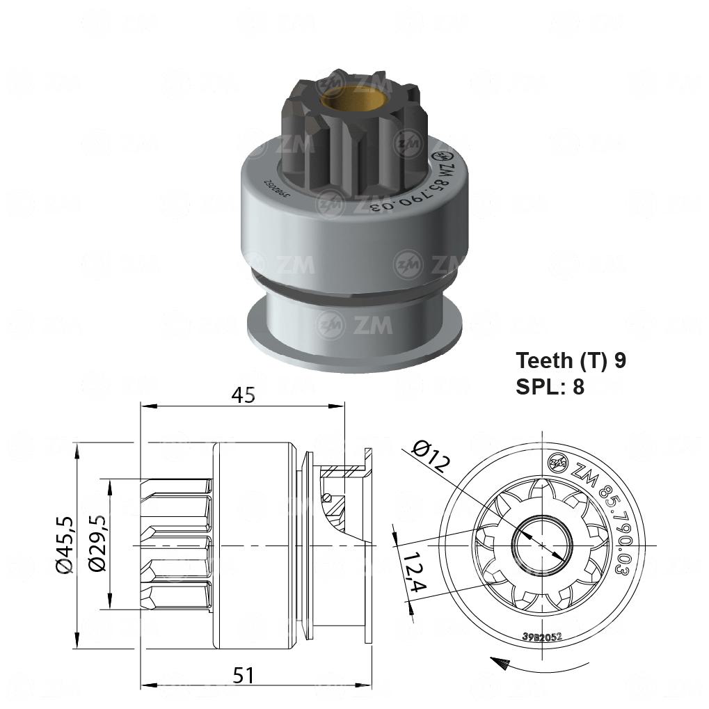 Impulsor de Partida para Chrysler PT Cruiser e Suzuki Vitara - ZM - 85.790.03