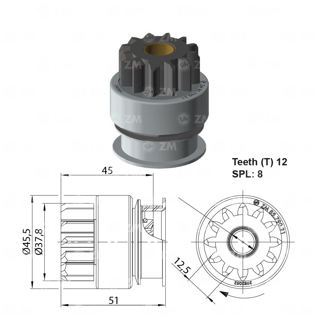 Impulsor de Partida para Mitsubishi L300 e Space Wagon - ZM - 85.790.21