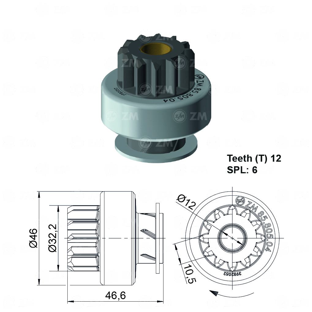 Impulsor de Partida para Ford F-350 - ZM - 85.805.04