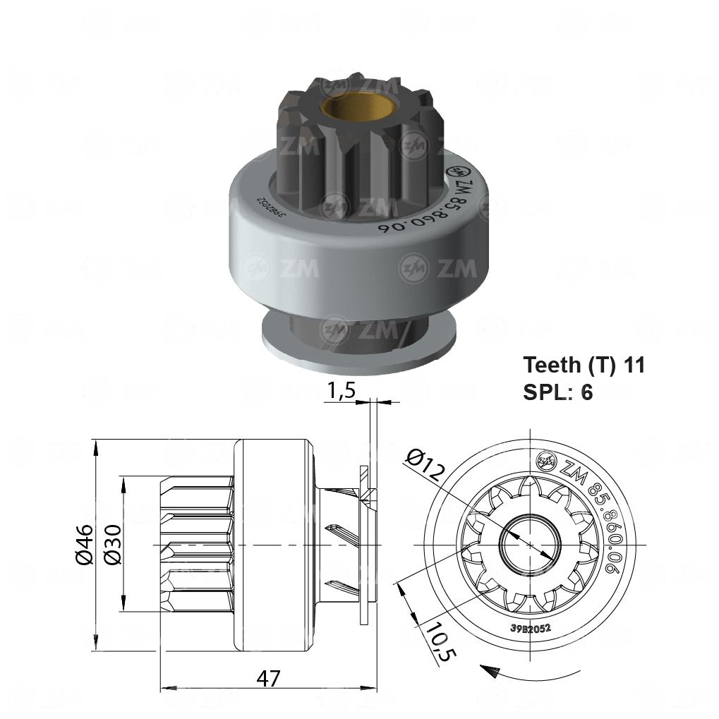 Impulsor de Partida para Chevrolet Blazer - ZM - 85.860.06