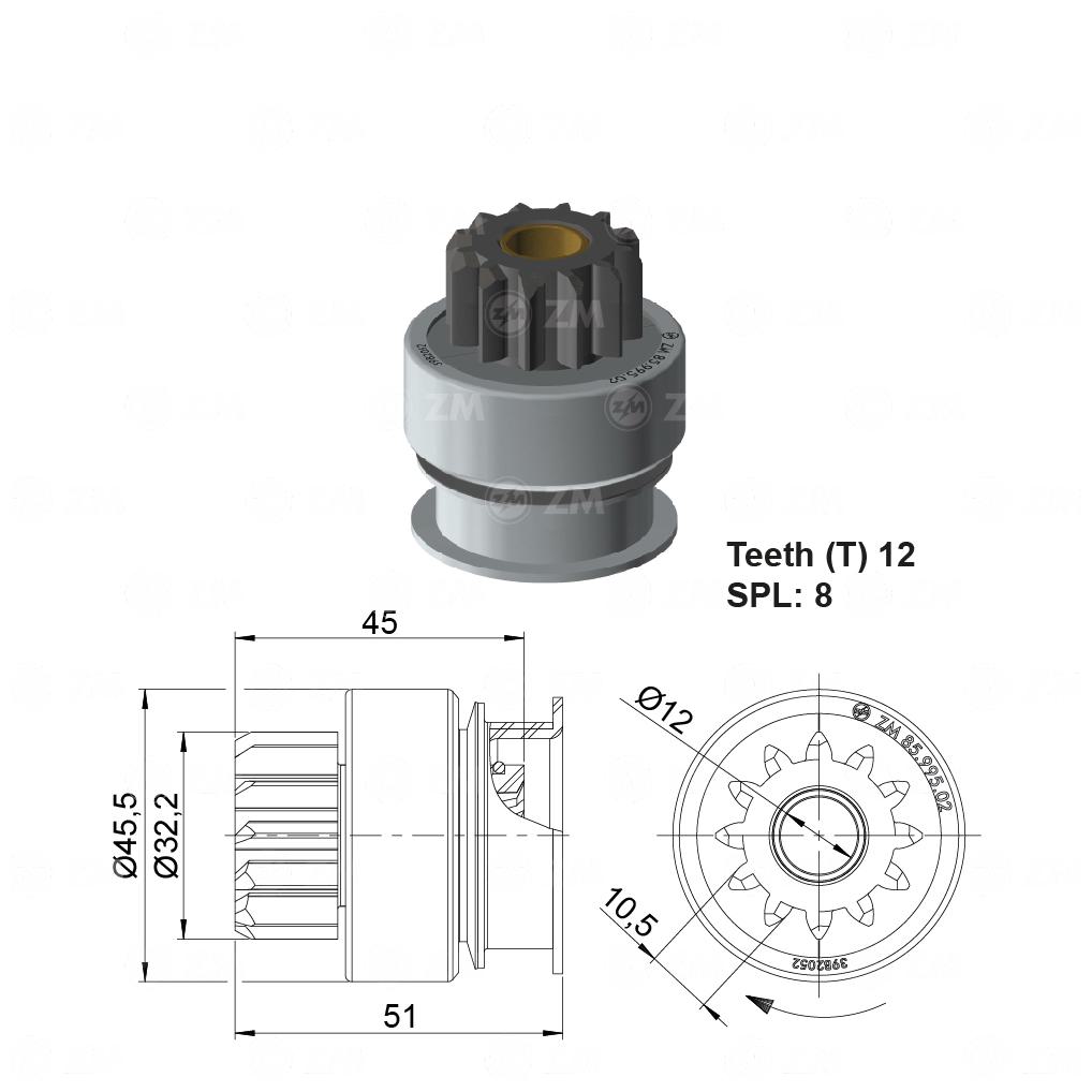 Impulsor de Partida para Ford Fiesta e Focus - ZM - 85.995.01