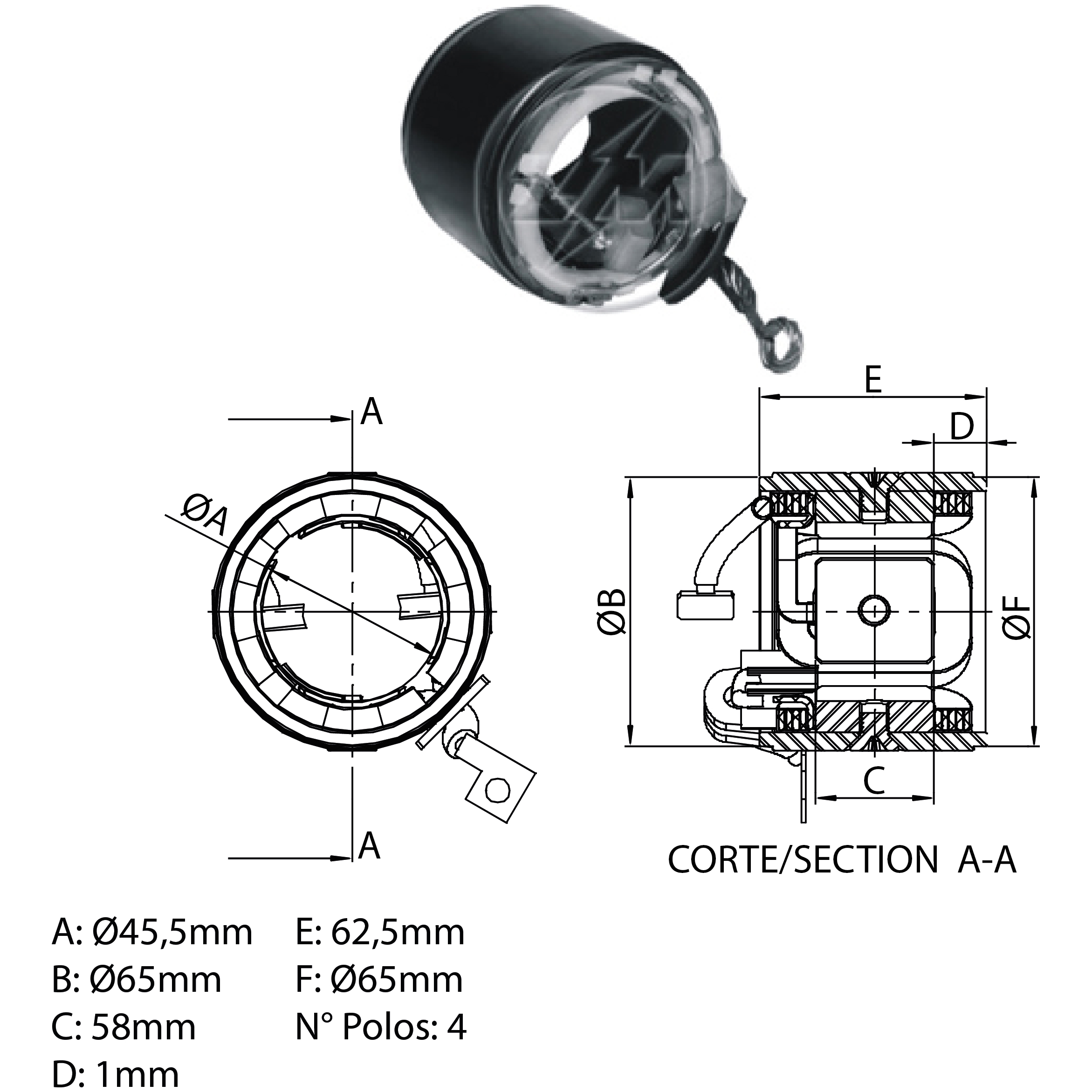 Carcaça Polar do Motor de Partida para Honda Civic - ZM - 89.507.01