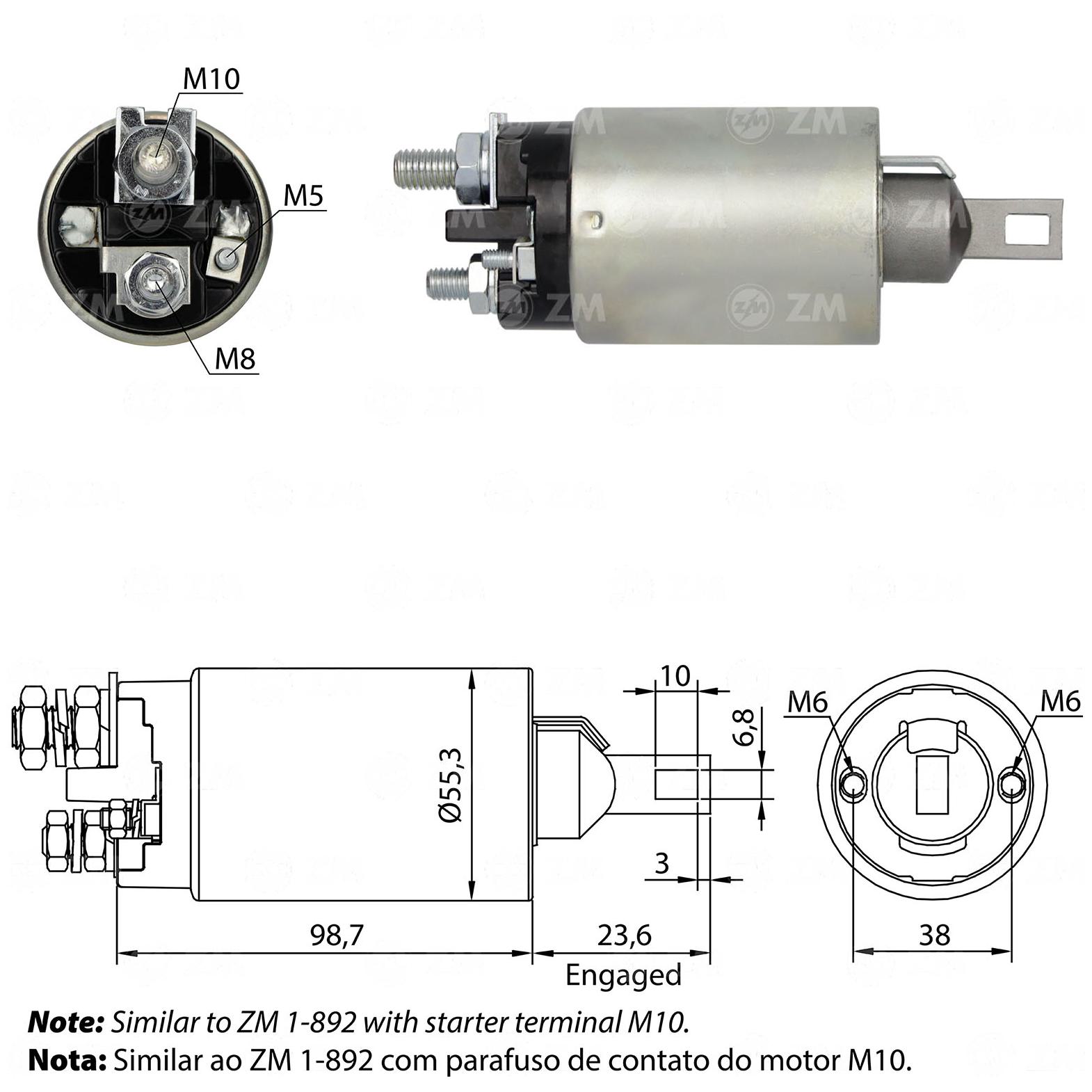 Relê Auxiliar de Partida para Ford F-250 e F-350 - ZM - 892