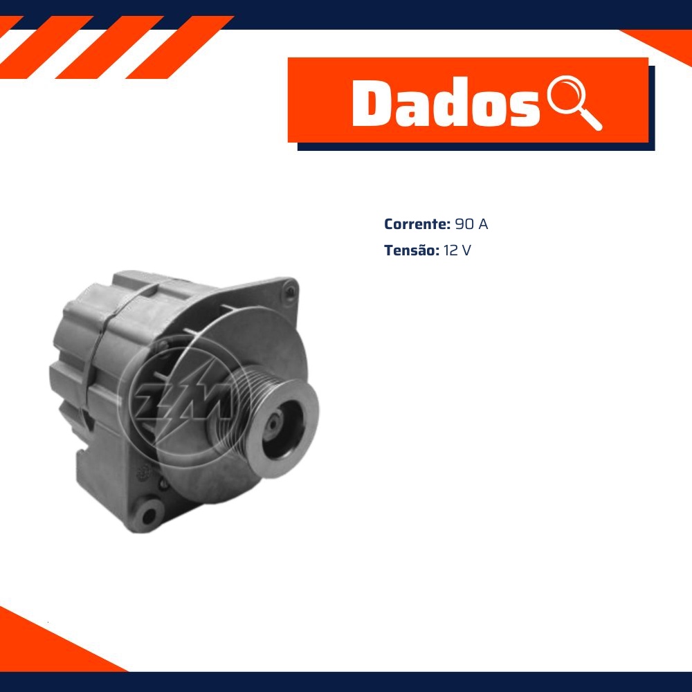 Alternador K1 12V 90A - ZM - 90.101.09