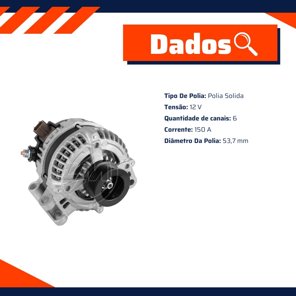 Alternador 12V 150A para Land Rover Discovery 3 - ZM - 90.705.02