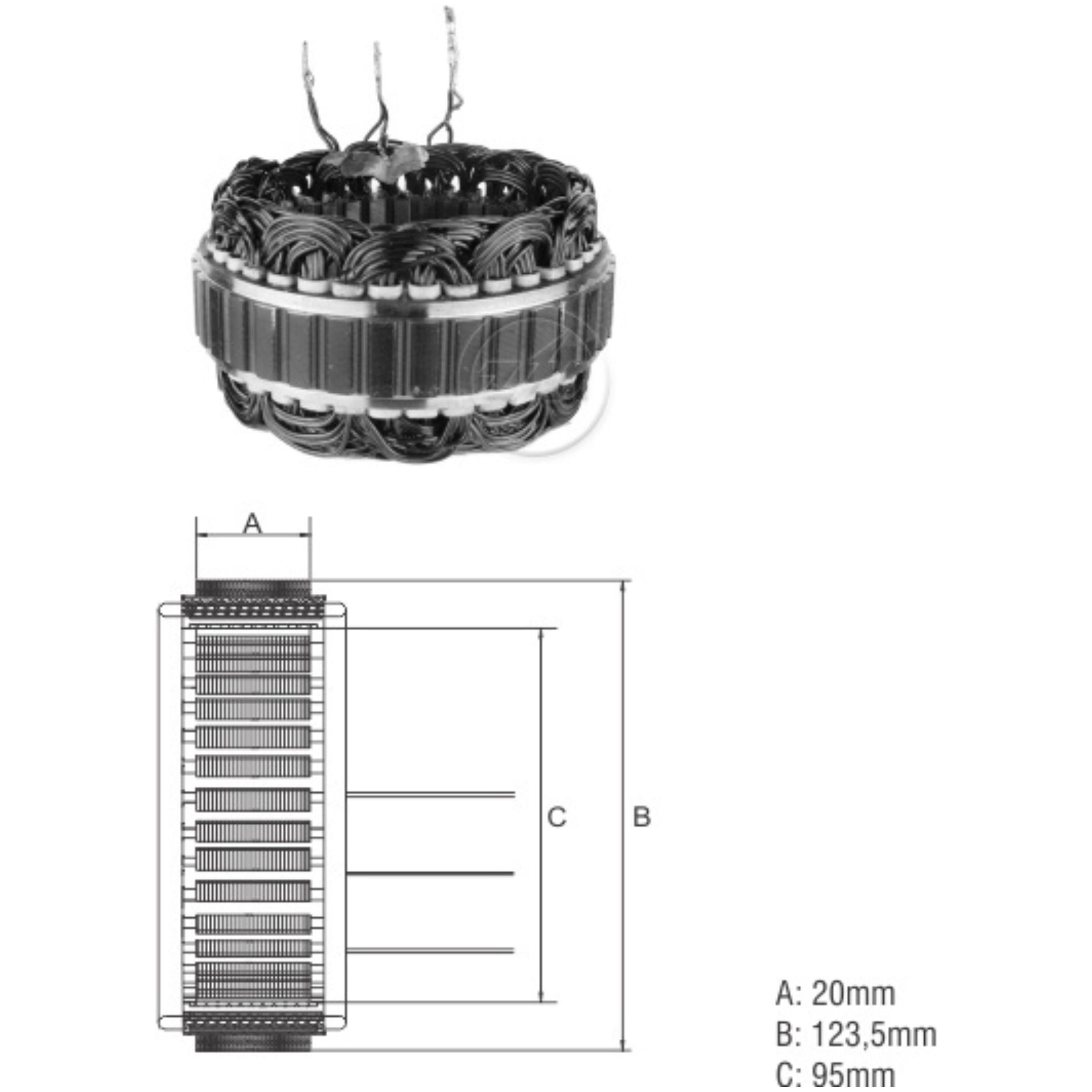 Estator do Alternador 12V 90A - ZM - 94.201.03