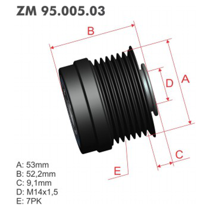 Polia Decoupler do Alternador - ZM - 95.005.03