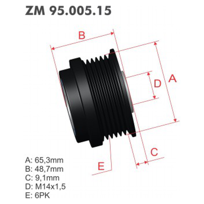 Polia Decoupler do Alternador para Honda Accord - ZM - 95.005.15