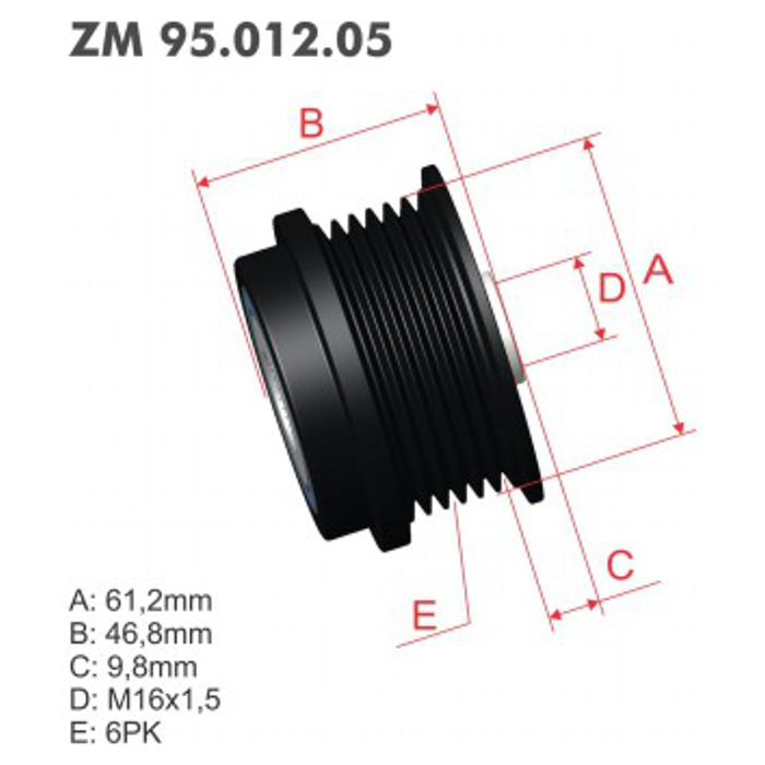 Polia Decoupler do Alternador para Chevrolet Corvette - ZM - 95.012.05