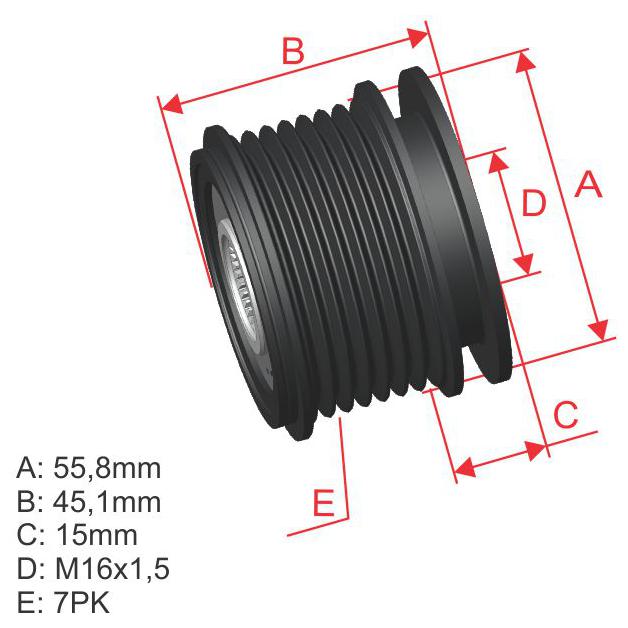 Polia de Roda Livre Oap do Alternador para Mercedes-Benz C 180 - ZM - 96.000.05