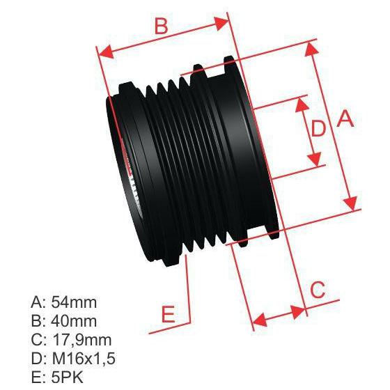 Polia de Roda Livre Oap do Alternador para Volvo S80 - ZM - 96.000.48