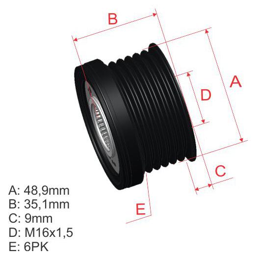 Polia de Roda Livre Oap do Alternador para Ford Ka - ZM - 96.001.10
