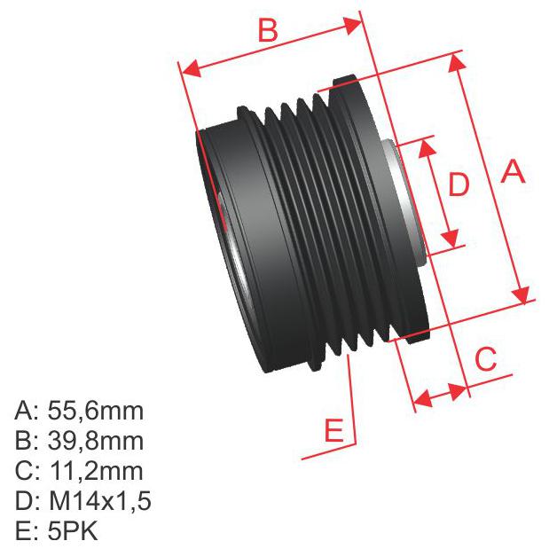 Polia de Roda Livre Oap do Alternador para Volvo S40 e V50 - ZM - 96.005.05