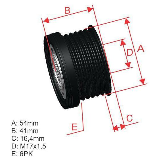 Polia de Roda Livre Oap do Alternador para Fiat Bravo e Punto - ZM - 96.005.17